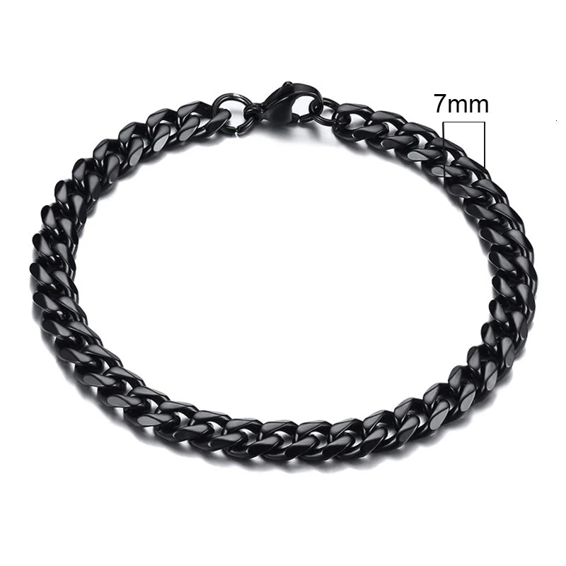 Vnox 3-11mm Chunky Miami Curb Chain Bracelet for Men, Stainless Steel Cuban Link Chain Wristband Classic Punk Heavy Male Jewelry