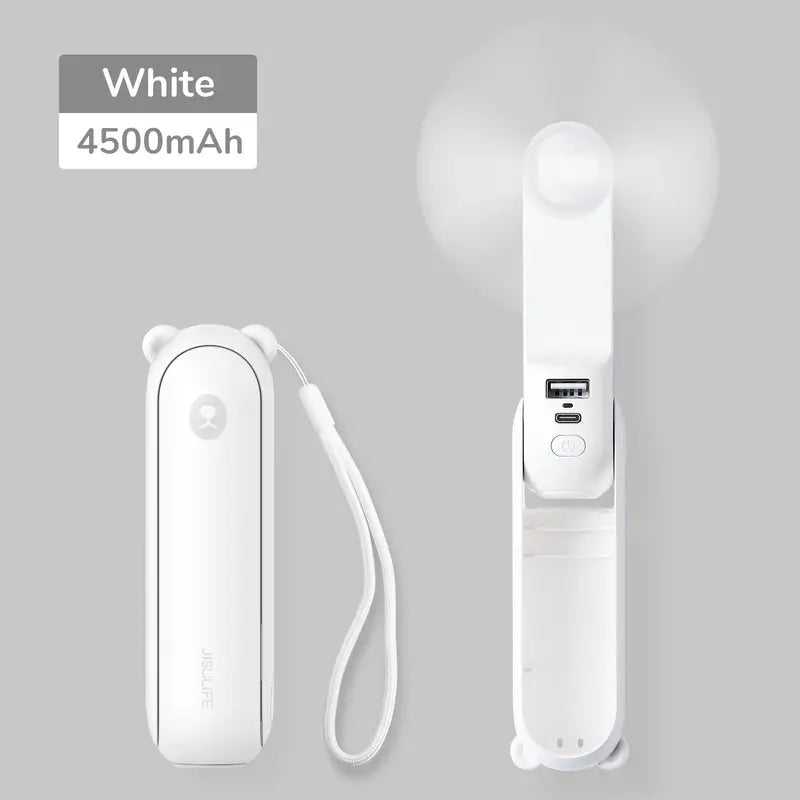 JISULIFE Handheld Mini Fan,3 in 1 Portable USB Rechargeable 2000Mah [14-21 Working Hours] with Power Bank,Flashlight for Travel/Eyelash,Birthday Gifts for Women/Mom/Her/Girl