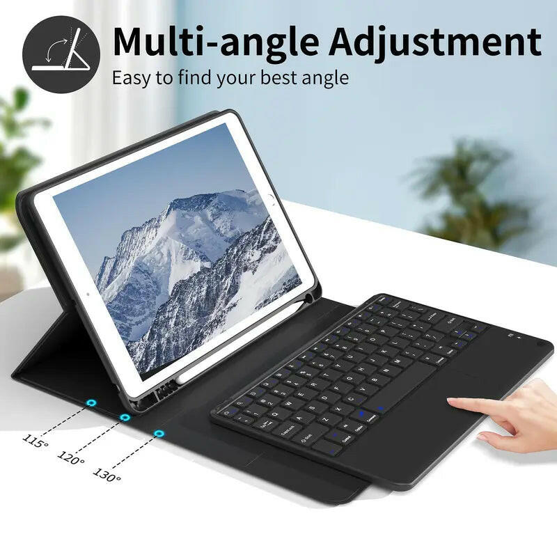 Solid Color Tablet Case with Keyboard, 1 Count Detachable Keyboard Cover, Soft TPU Case with Pencil Holder for Ipad, Handheld Computer Casing Accessories