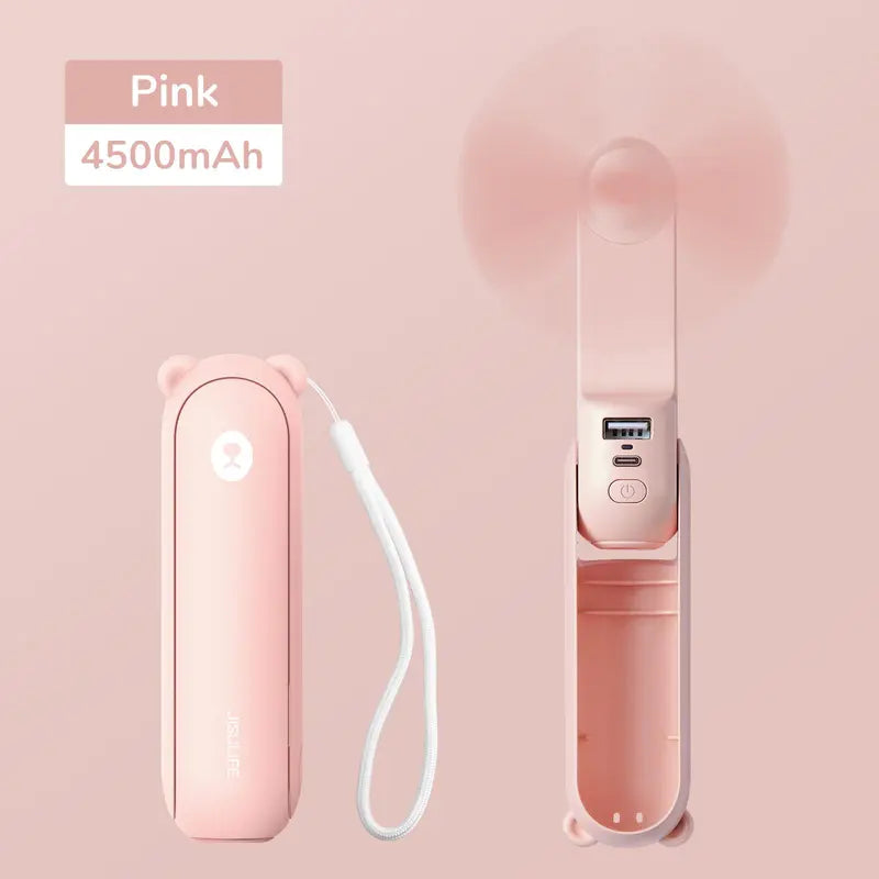 JISULIFE Handheld Mini Fan,3 in 1 Portable USB Rechargeable 2000Mah [14-21 Working Hours] with Power Bank,Flashlight for Travel/Eyelash,Birthday Gifts for Women/Mom/Her/Girl