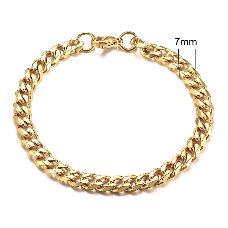 Vnox 3-11mm Chunky Miami Curb Chain Bracelet for Men, Stainless Steel Cuban Link Chain Wristband Classic Punk Heavy Male Jewelry