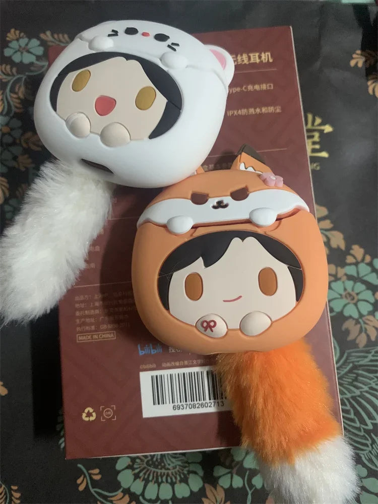 Official New Heaven Official'S Blessing Animation Hua Cheng Xie Lian Fox Weasel Earbud Case Kawaii Wireless Earphone Set Gift