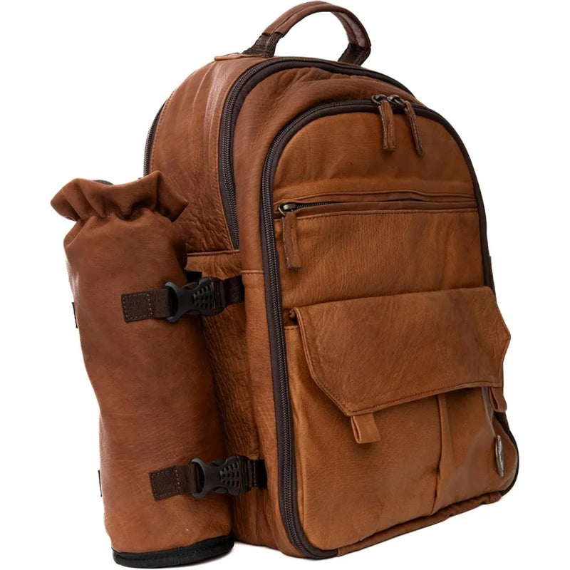 Premium Collection Genuine Leather Picnic Backpack for 4 | Insulated Compartment