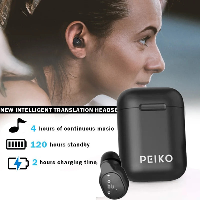 New Protable Translator Earphone Earbud Wireless Headset 50+ Languages Bluetooth Offline Translation Voice Assistant Backend