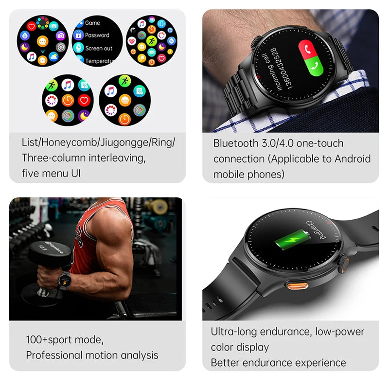 NFC GPS Tracking ECG PPG Men Smart Watch Voice Assistant Pressure Monitor Fitness Track Watches Men Women Smartwatch For huawei