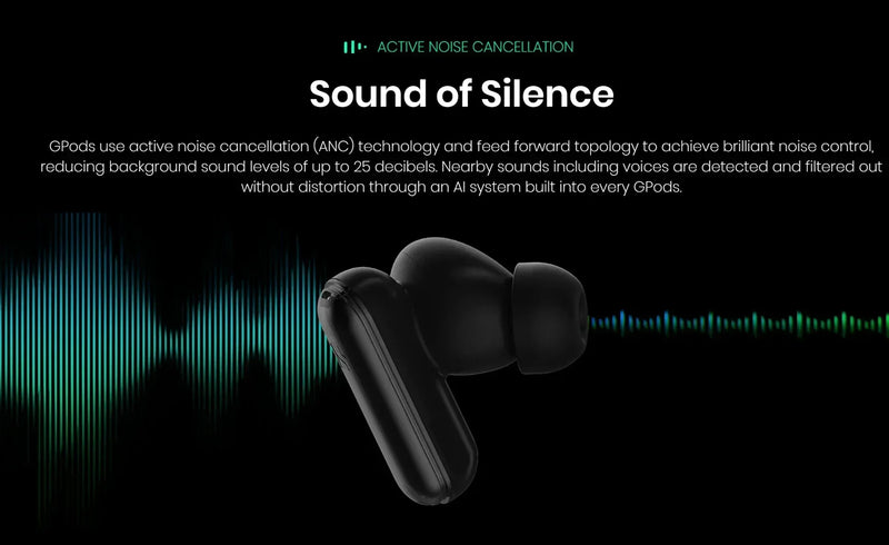 New HHOGene GPods With Light Control TWS Wireless Earbuds ANC Full RGB LEDs IPX4 Bluetooth 5.2 Headphones USB-C World Premiere