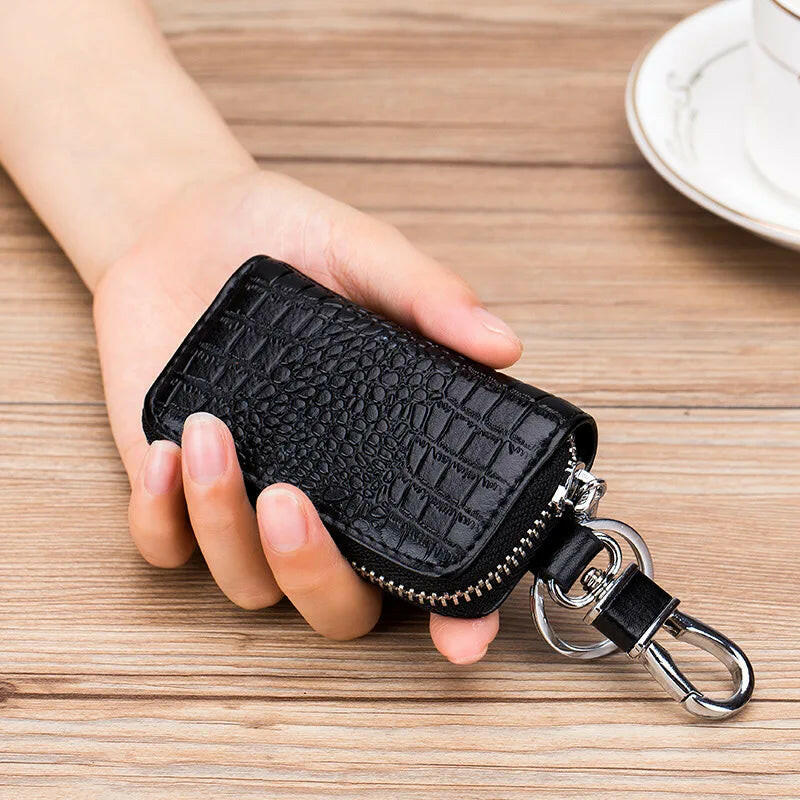 Mini Key Holder for Car Keys Wallet Pouch Bag Premium Leather Keychain Housekeeper Car Key Case Unisex Organizer Key Pouch Purse