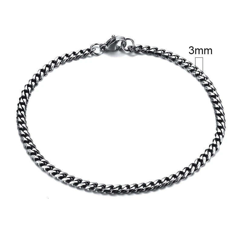 Vnox 3-11mm Chunky Miami Curb Chain Bracelet for Men, Stainless Steel Cuban Link Chain Wristband Classic Punk Heavy Male Jewelry