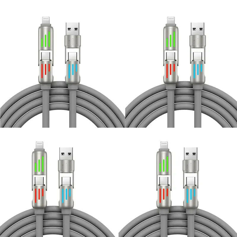 LWW 240W 4-In-1 USB C Cable, 4Ft, USB a + TYPE C + Lightning, Multi-Functional Aluminum Alloy, Compatible with Iphone 15/14, Phone, Ipad Pro